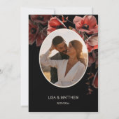 Elegant Dark Moody Red Flowers | Photo Wedding 招待状 (裏面)