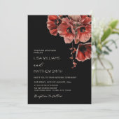 Elegant Dark Moody Red Flowers | Photo Wedding 招待状 (スタンド正面)