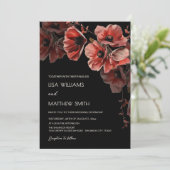 Elegant Dark Moody Red Flowers Wedding 招待状 (スタンド正面)