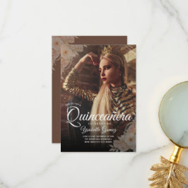 Elegant Dark Photo Quinceañera Favor Box サンキューカード