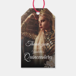 Elegant Dark Photo Quinceañera Gift Tag ギフトタグ