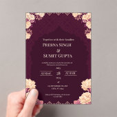 Elegant Dark Purple Acrylic Wedding Invitation アクリル招待状 (インサイチュ (ポータブル))