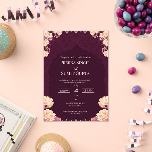 Elegant Dark Purple Acrylic Wedding Invitation アクリル招待状 (インサイチュ (お祝い))