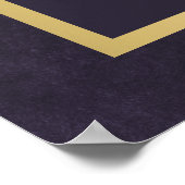 Elegant dark purple and gold wedding welcome sign ポスター (角)