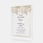 Elegant dark purple gold luxury floral Wedding アクリルサイン (傾斜)