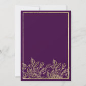 Elegant dark purple gold luxury floral Wedding 招待状 (裏面)