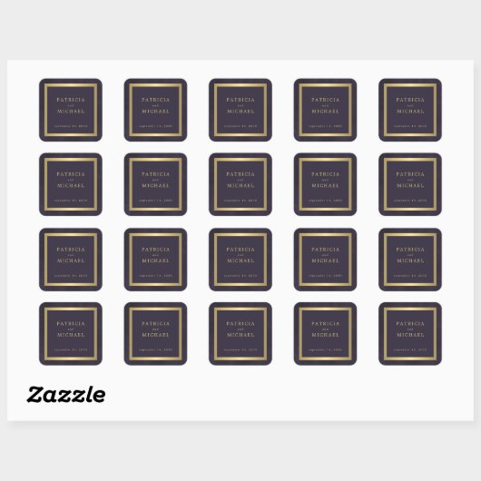 Elegant dark purple gold personalized wedding  スクエアシール (シート)