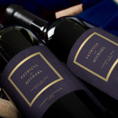 Elegant dark purple gold wedding personalized ワインラベル