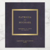 Elegant dark purple gold wedding personalized ワインラベル (シングルラベル)