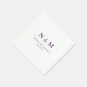 Elegant Dark Purple Monogram Initials Wedding スタンダードカクテルナプキン (角)