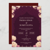 Elegant Dark Purple Wedding Invitation 招待状 (正面/裏面)