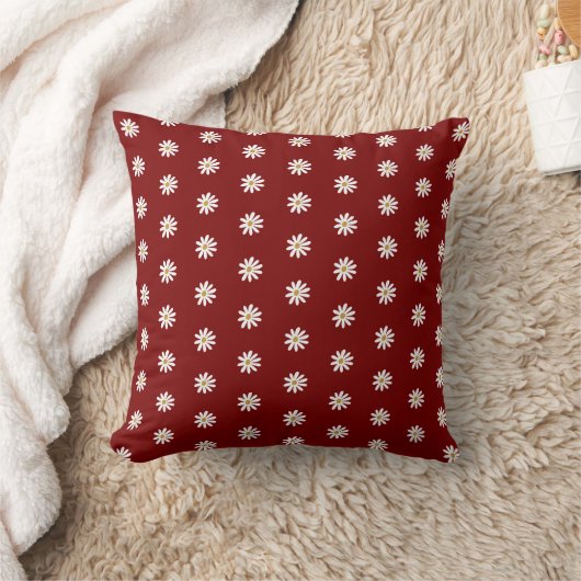 Elegant Dark Red Blooming Flower Square Pillow クッション (ブランケット)