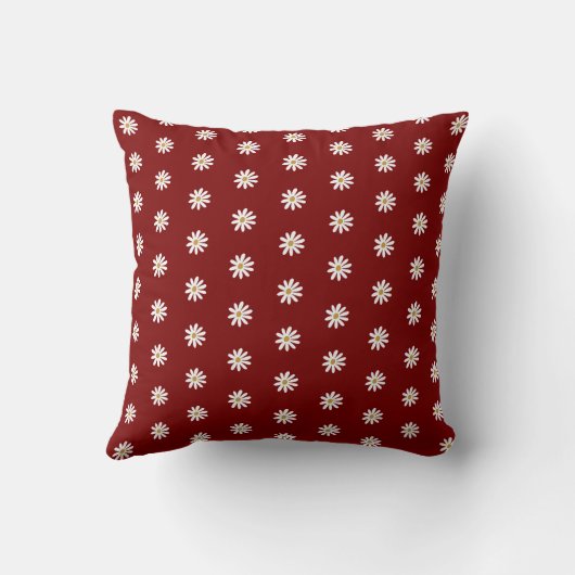 Elegant Dark Red Blooming Flower Square Pillow クッション (裏面)