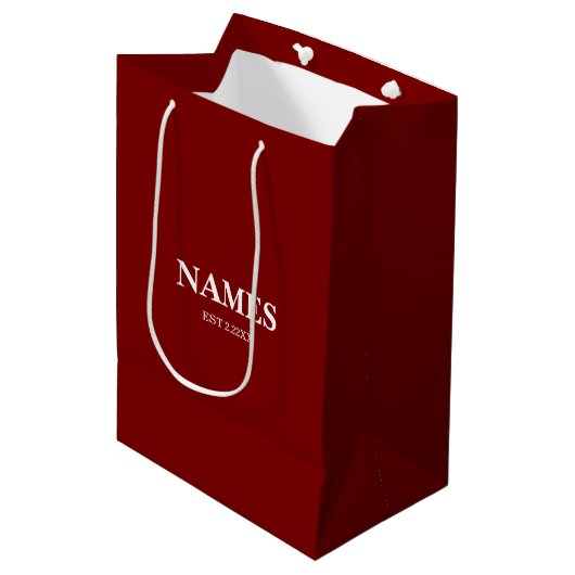 Elegant Dark Red Custom Name Gift Bag ミディアムペーパーバッグ (正面アングル)