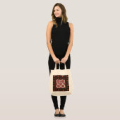 Elegant Dark Red Geometric Mandala Tote Bag – Arti トートバッグ (正面(モデル))