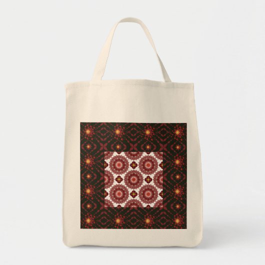Elegant Dark Red Geometric Mandala Tote Bag – Arti トートバッグ (正面)