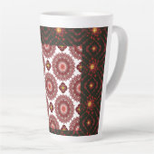 Elegant Dark Red Geometric Pattern Ceramic Mug – A カフェラテマグ (右アングル)