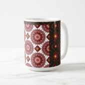 Elegant Dark Red Geometric Pattern Ceramic Mug – A コーヒーマグカップ (正面右)