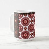 Elegant Dark Red Geometric Pattern Ceramic Mug – A コーヒーマグカップ (正面左)