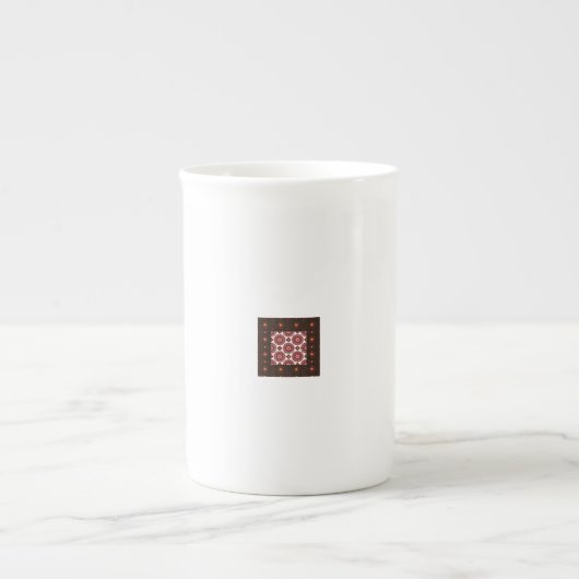 Elegant Dark Red Geometric Pattern Ceramic Mug – A ボーンチャイナマグカップ (正面)