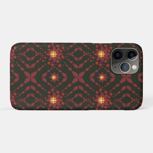 Elegant Dark Red Geometric Pattern iPhone 11 Pro C Case-Mate iPhoneケース (裏面(横))
