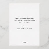 Elegant Dark Red Gold Script Merry Christmas Photo 箔シーズンカード (裏面)