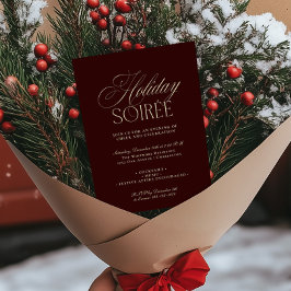 Elegant Dark Red Holiday Dinner Party Invitation シーズンカード