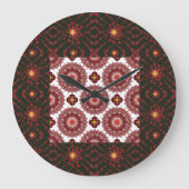 Elegant Dark Red Mandala Geometric Wall Clock – Ar ラージ壁時計 (正面)
