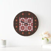 Elegant Dark Red Mandala Geometric Wall Clock – Ar ラージ壁時計 (ホーム)