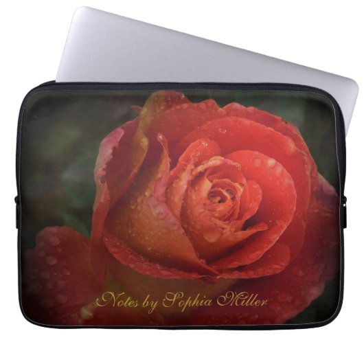 Elegant Dark Red Rose Botanical Electronics Bag ラップトップスリーブ (正面)