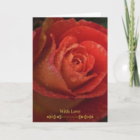 Elegant Dark Red Rose Botanical Folded Card カード (正面)