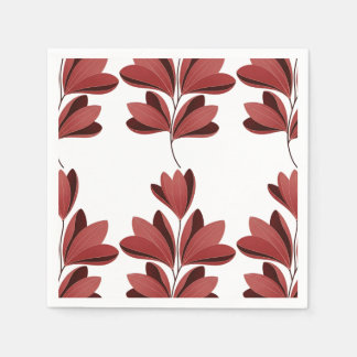 Elegant Dark Red Stylized Floral Branch スタンダードカクテルナプキン