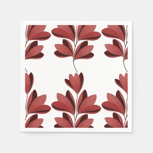 Elegant Dark Red Stylized Floral Branch スタンダードカクテルナプキン (正面)