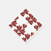 Elegant Dark Red Stylized Floral Branch スタンダードカクテルナプキン (角)