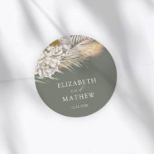 Elegant Dark Sage Pampas Grass Wedding ラウンドシール