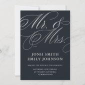 Elegant Dark Slate Wedding Invitation Mr & Mrs  招待状 (正面)