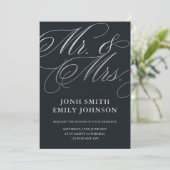 Elegant Dark Slate Wedding Invitation Mr & Mrs  招待状 (スタンド正面)
