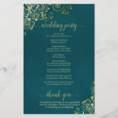 Elegant Dark Teal & Gold Budget Wedding Program (裏面)