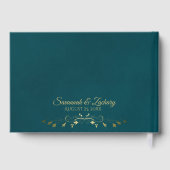 Elegant Dark Teal & Gold Stylish Wedding ゲストブック (裏面)