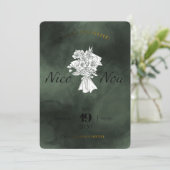 Elegant Dark Teal Watercolor Wedding Invitation wi 招待状 (スタンド正面)