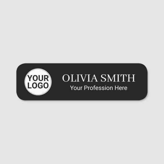 Elegant Dark Theme Simple Employee 名札 (正面)