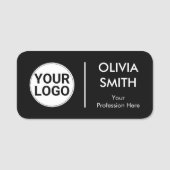 Elegant Dark Theme Simple Split in Half Employee 名札 (正面)