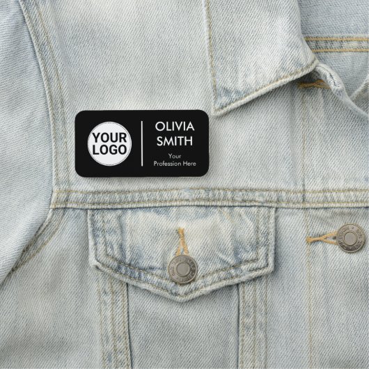 Elegant Dark Theme Simple Split in Half Employee 名札 (インサイチュ)