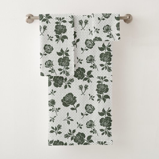 Elegant decorative floral patterned バスタオルセット
