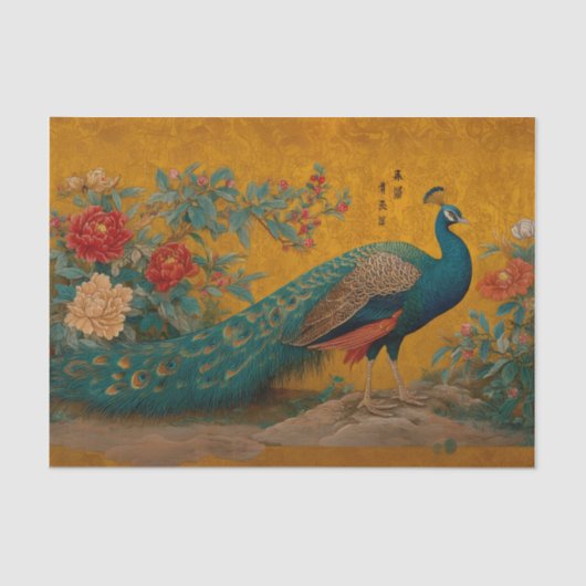 Elegant Decorative Gift Wrap Tissue Paper Peacock 薄葉紙 (正面)