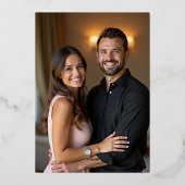 Elegant Deep Blue  Anthracite  Photo Save The Date 箔招待状 (裏面)