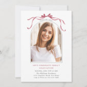 Elegant Deep Blush Bow Graduation Party Arch Photo 招待状 (正面)