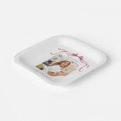 Elegant Deep Blush Ribbon Bow Graduation Photo ペーパープレート (傾斜あり)