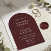 Elegant Deep Burgendy Wedding Arch Monogram 招待状