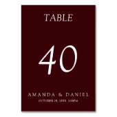 Elegant Deep Burgendy Wedding Table テーブルナンバー (裏面)